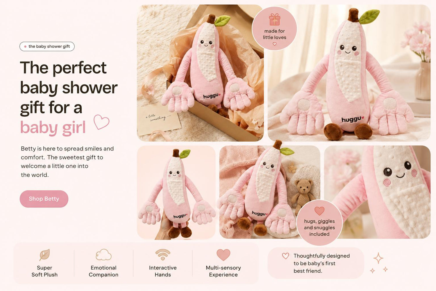 Betty in mint-aqua gift packaging — perfect baby shower present